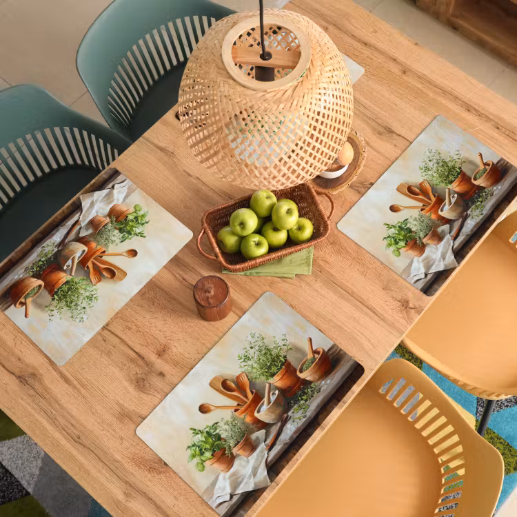 Placemat - 6 stuks - Potten - Kruiden - Hout — 4