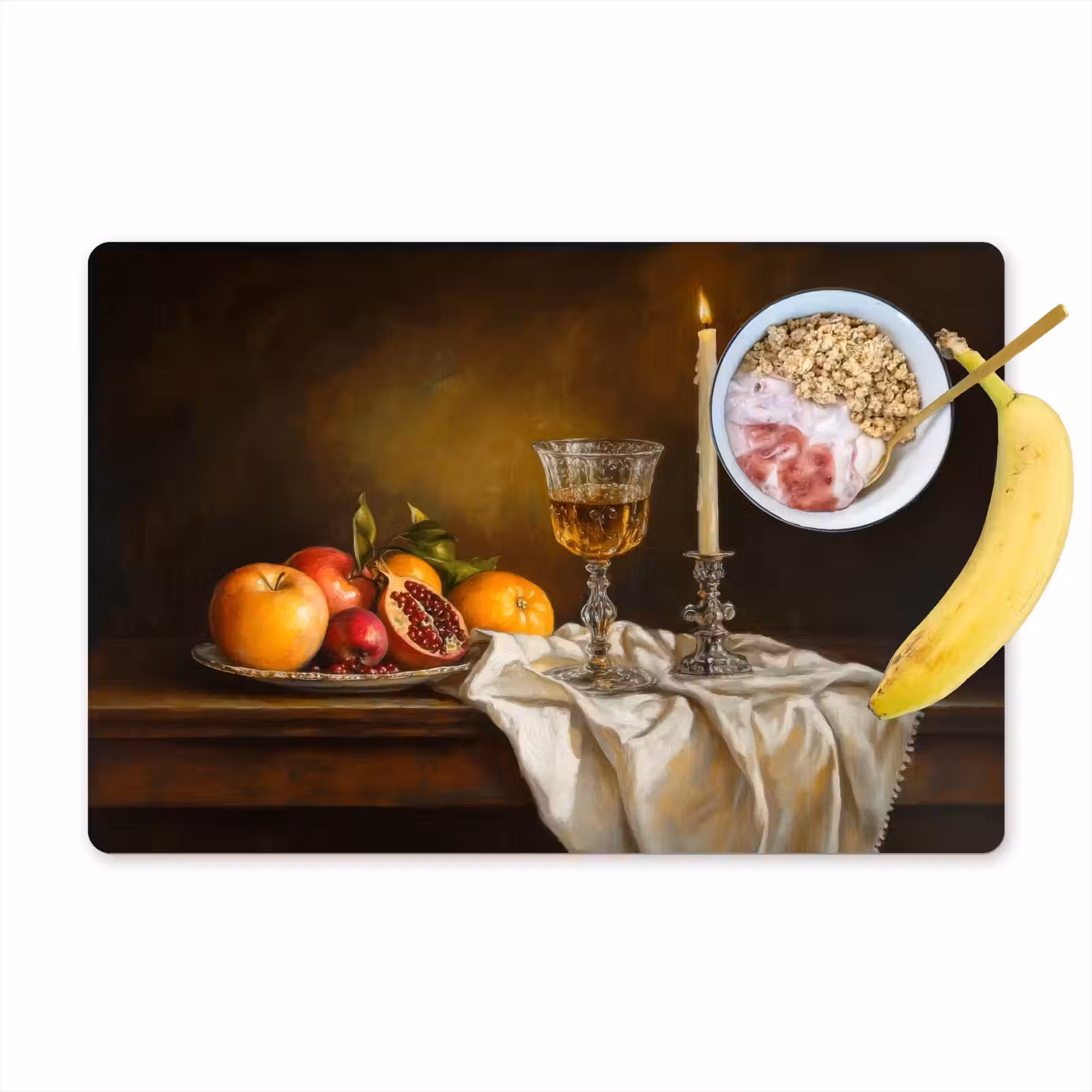 Placemat - 6 stuks - Fruit - Stilleven - Wijn - Kaars — 1