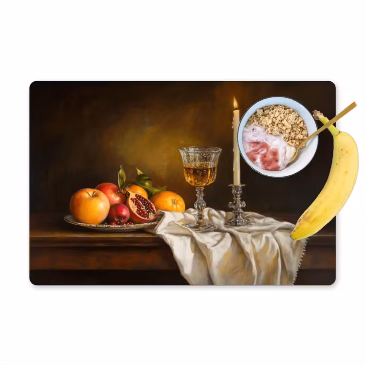 Placemat - 6 stuks - Fruit - Stilleven - Wijn - Kaars — 1