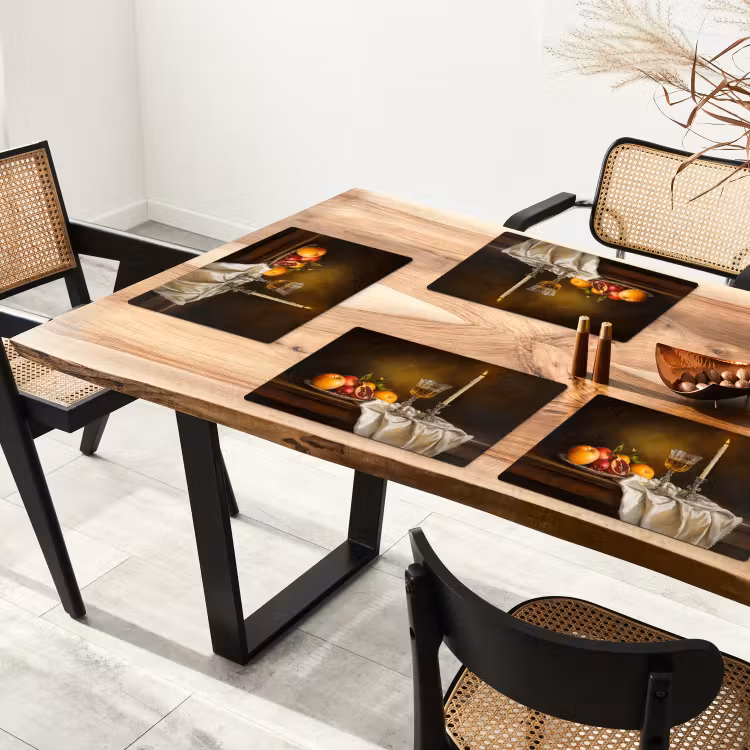 Placemat - 6 stuks - Fruit - Stilleven - Wijn - Kaars — 3