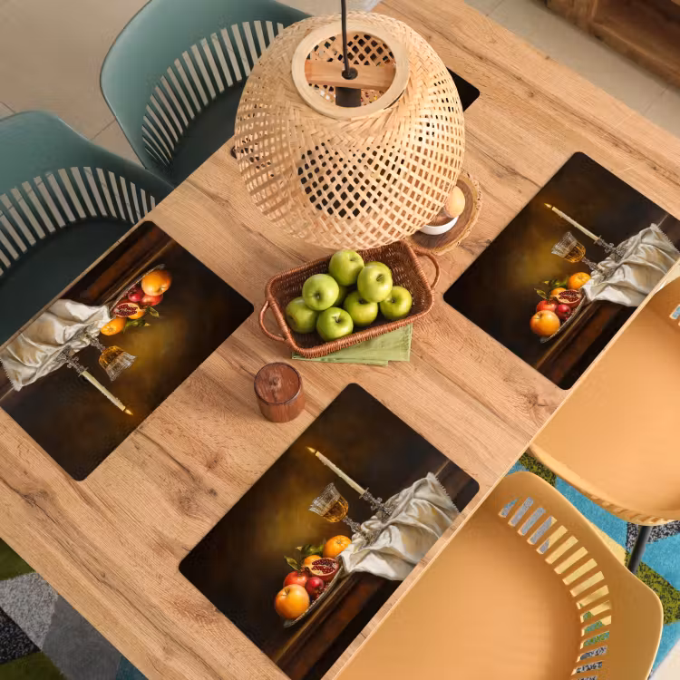 Placemat - 6 stuks - Fruit - Stilleven - Wijn - Kaars — 4