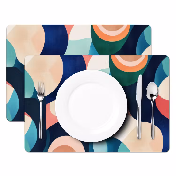 Placemat - 6 stuks - Abstract - Blauw - Roze — 2