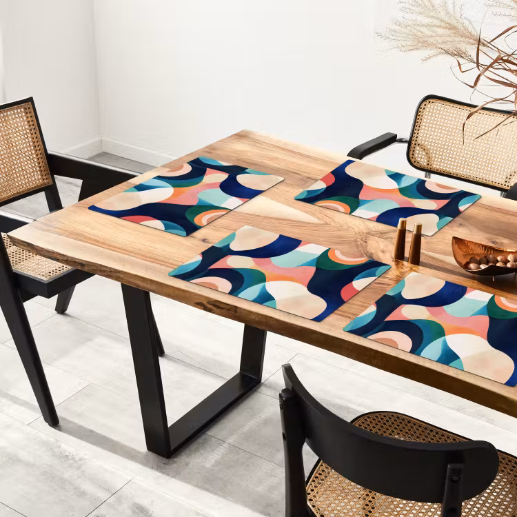 Placemat - 6 stuks - Abstract - Blauw - Roze — 3