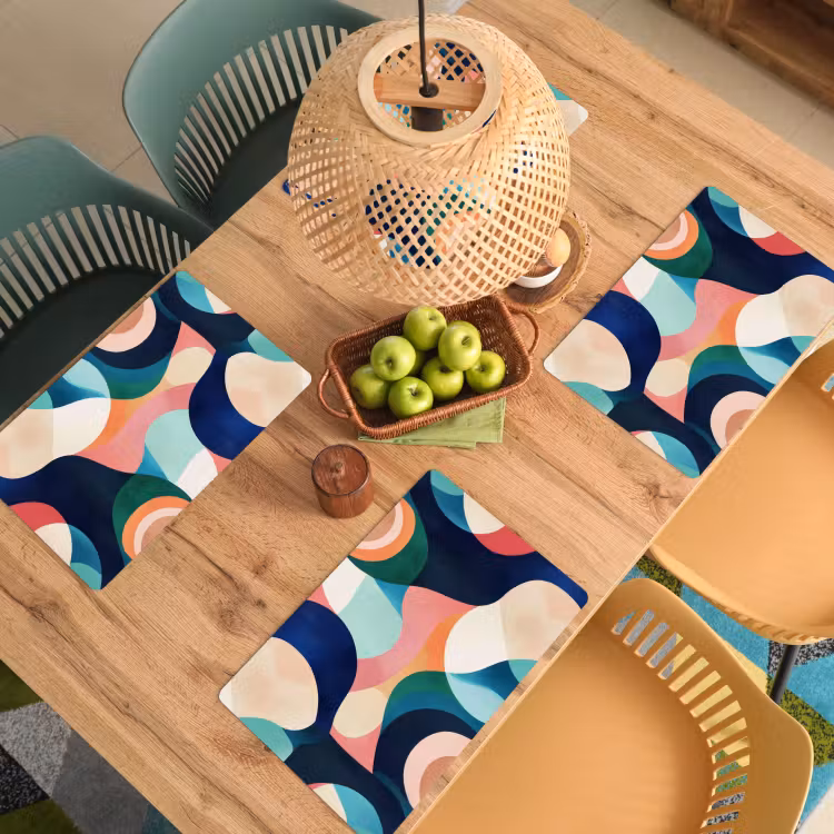Placemat - 6 stuks - Abstract - Blauw - Roze — 4