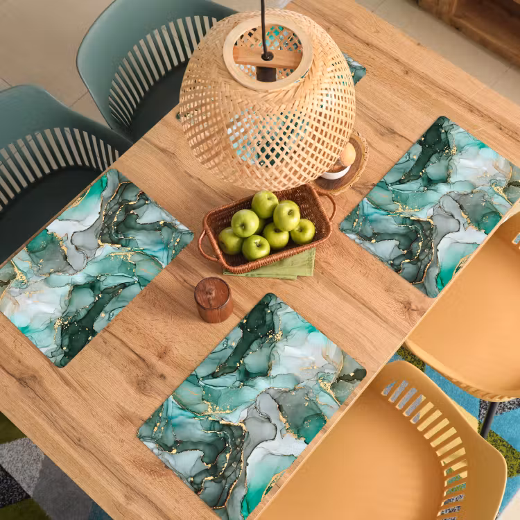 Placemat - 6 stuks - Goud - Marmer - Groen - Luxe - Marmerlook - Grijs — 4
