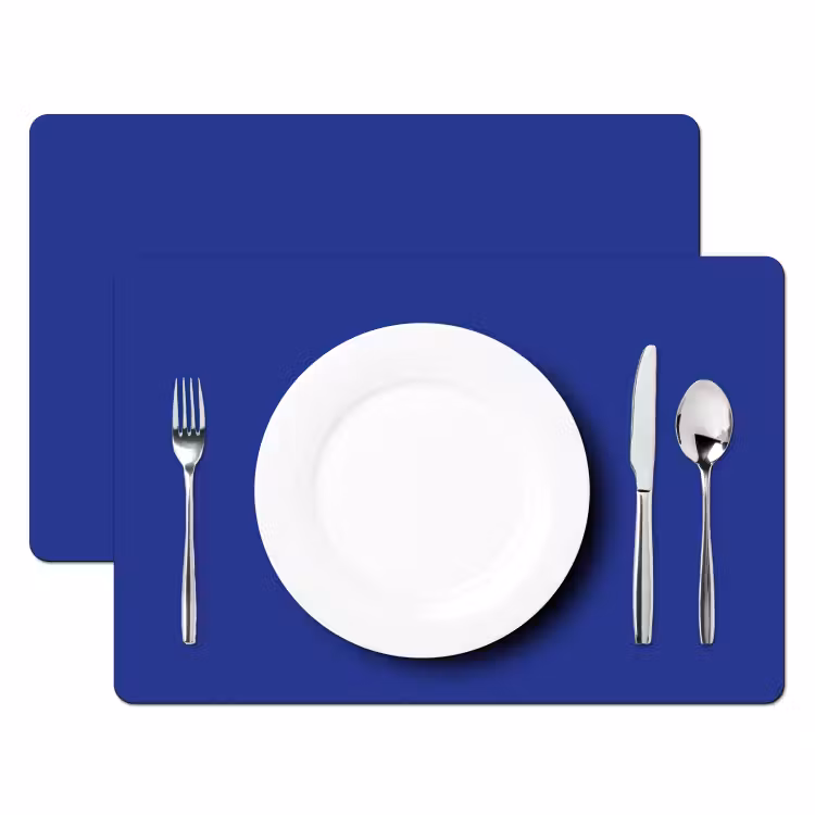 Placemat - 6 stuks - Blauw - Effen kleur - Donkerblauw — 2