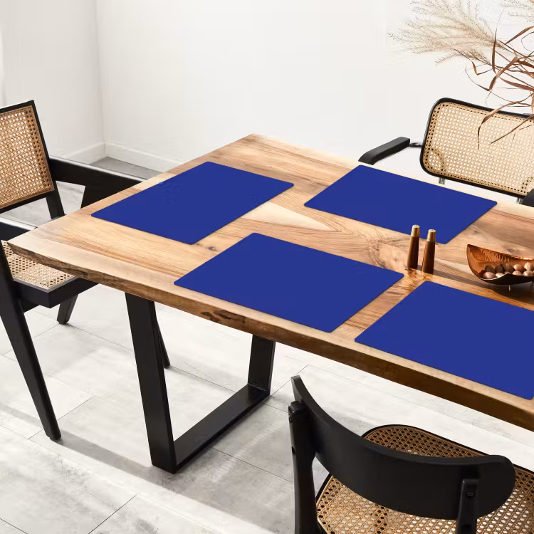 Placemat - 6 stuks - Blauw - Effen kleur - Donkerblauw — 3