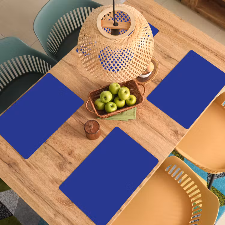 Placemat - 6 stuks - Blauw - Effen kleur - Donkerblauw — 4