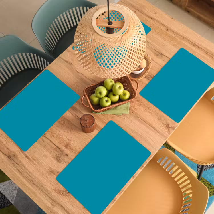 Placemat - 6 stuks - Blauw - Effen kleur — 4