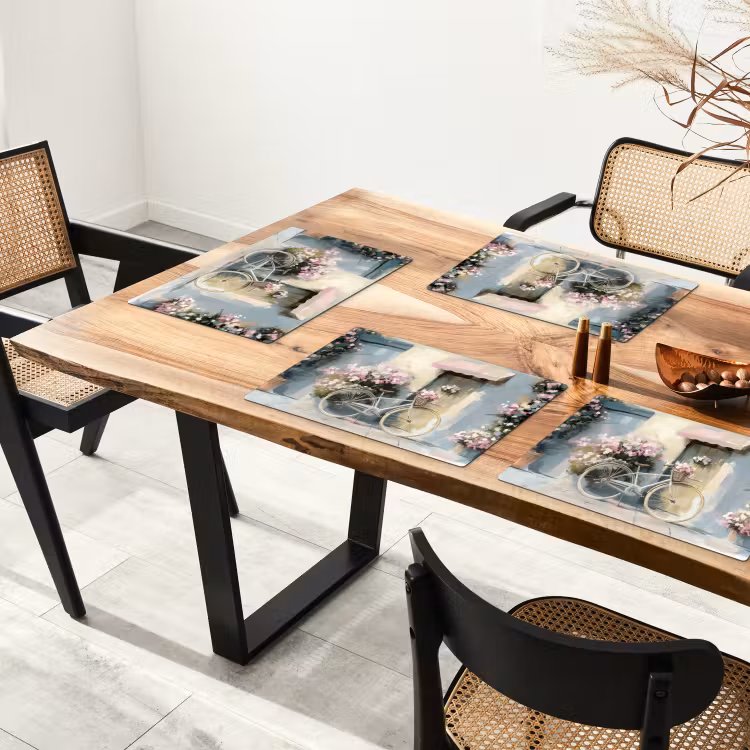 Placemat - 6 stuks - Fiets - Pastelkleuren - Bloemen — 3