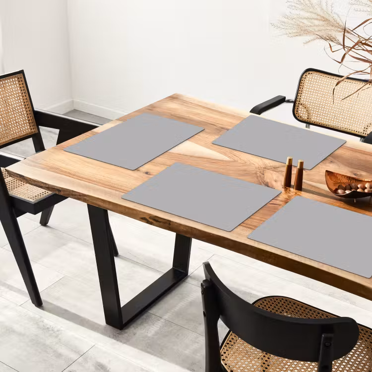 Placemat - 6 stuks - Grijs - Effen print — 3