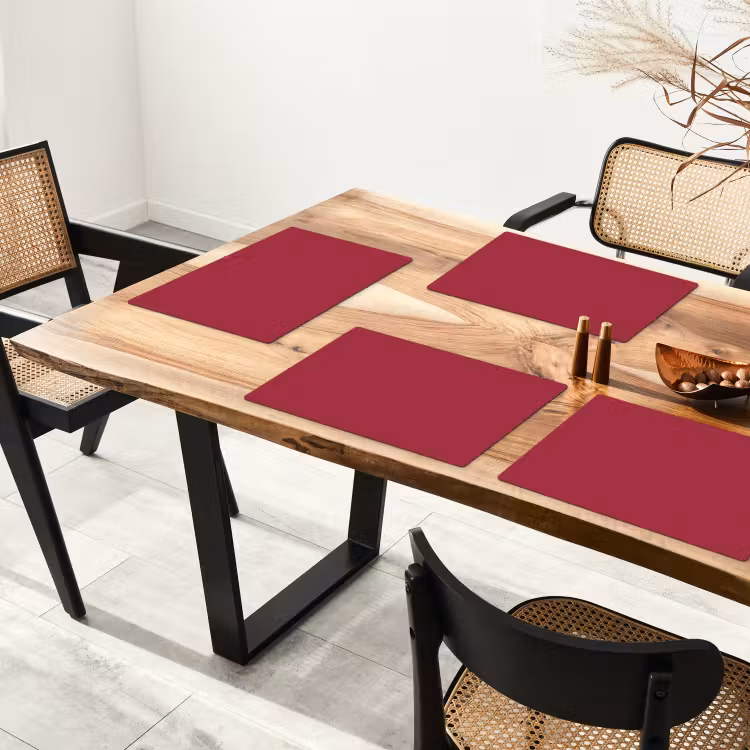 Placemat - 6 stuks - Rood - Effen kleur — 3