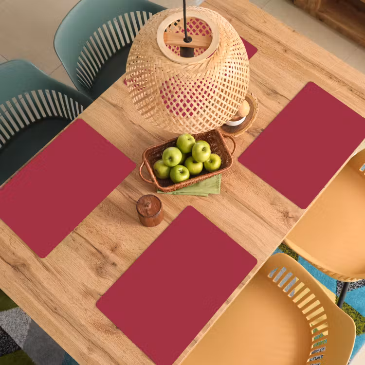 Placemat - 6 stuks - Rood - Effen kleur — 4