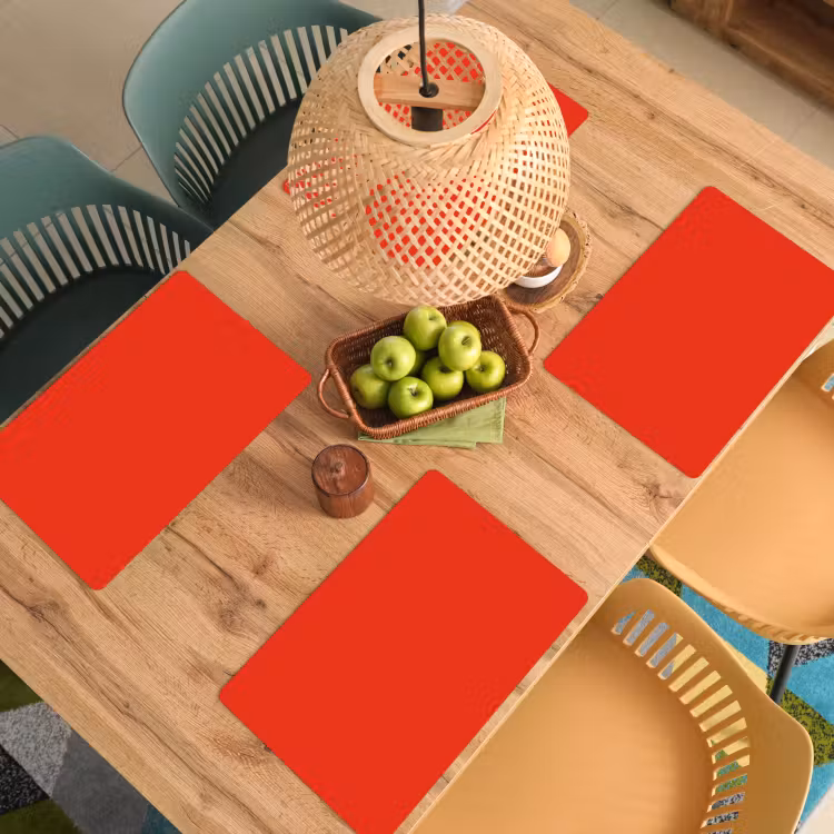 Placemat - 6 stuks - Rood - Kleur - Effen — 4