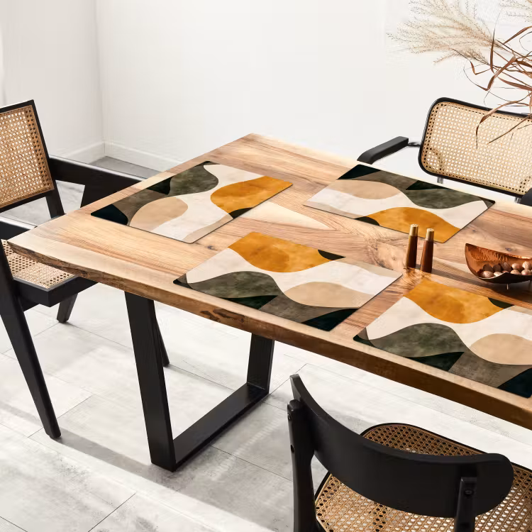 Placemat - 6 stuks - Vormen - Okergeel - Abstract — 3