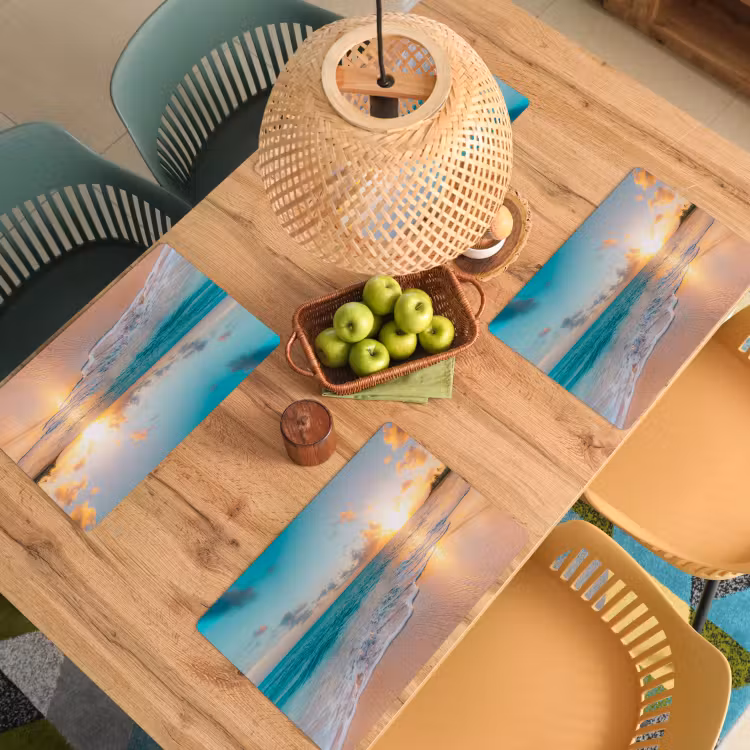 Placemat - 6 stuks - Zonsondergang - Strand - Zee - Zomer - Blauw — 4
