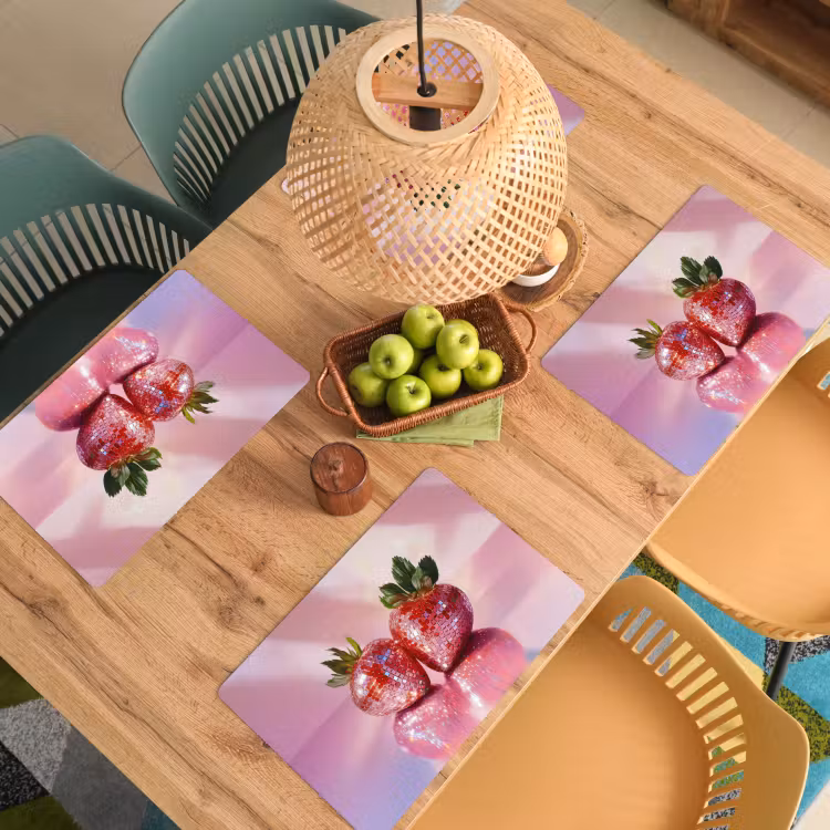 Placemat - 6 stuks - Disco - Fruit - Glitter - Strawberry — 4
