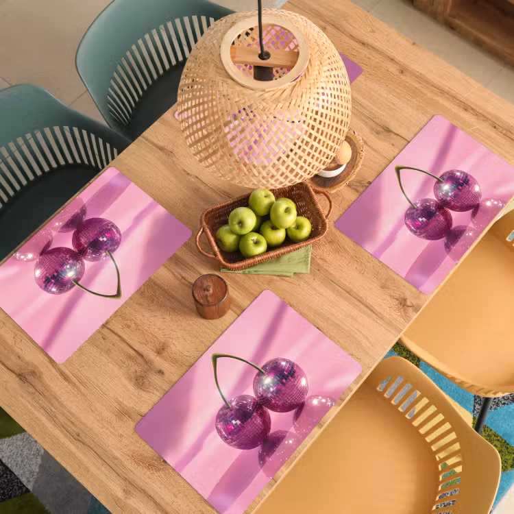 Placemat - 6 stuks - Glitter - Discobol - Roze - Kersen — 4