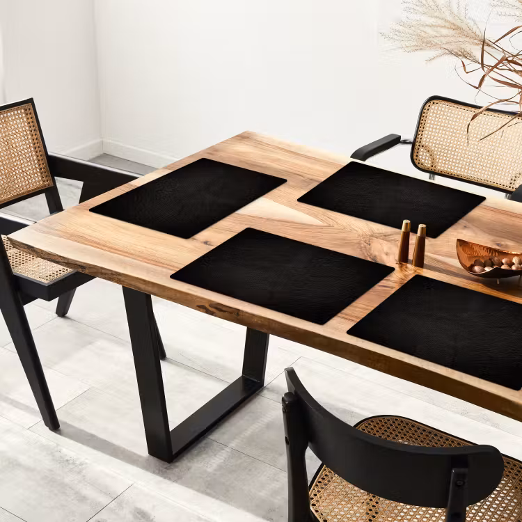 Placemat - 6 stuks - Beton print - Industrieel - Zwart — 3