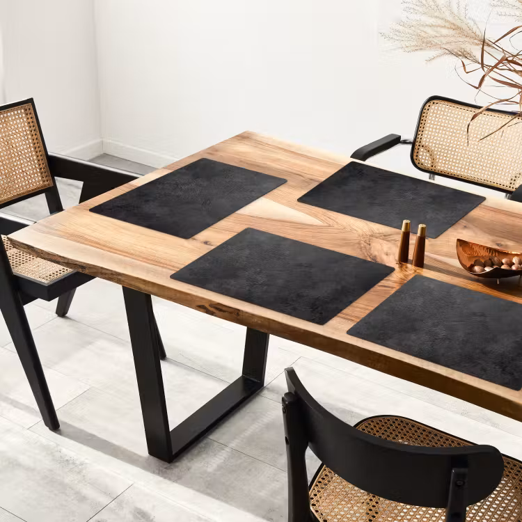 Placemat - 6 stuks - Beton - Structuur - Industrieel - Zwart - Grijs — 3