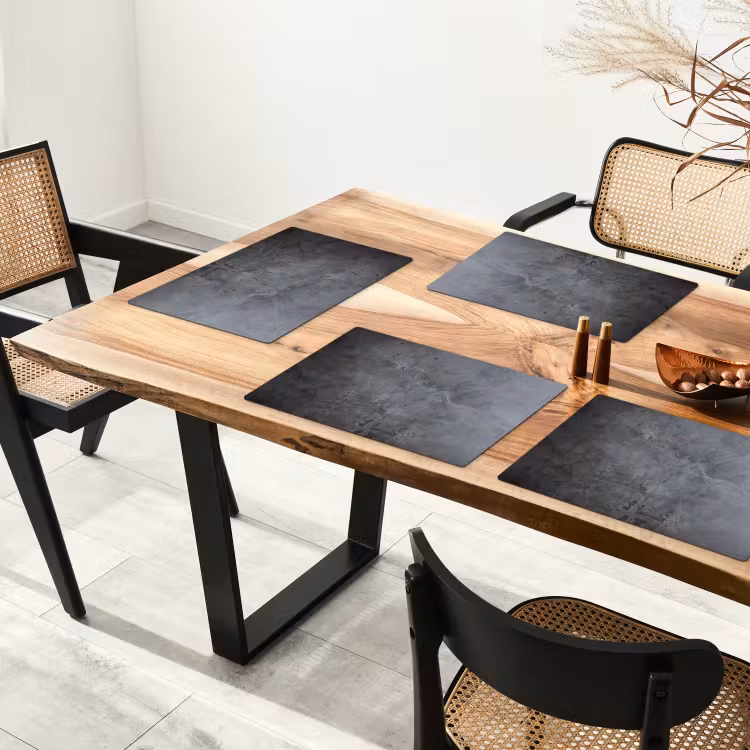 Placemat - 6 stuks - Industrieel - Beton - Grijs - Leisteen - Retro — 3