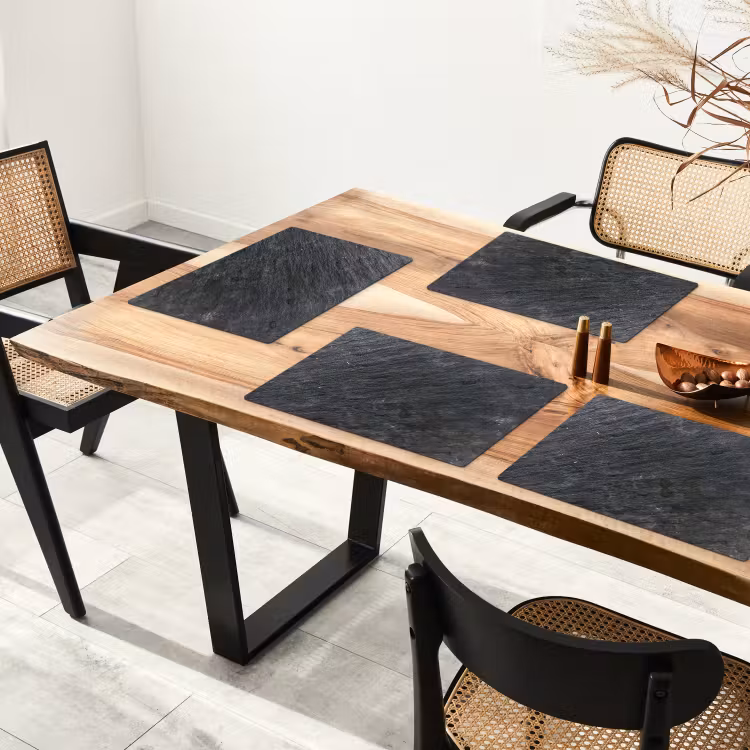 Placemat - 6 stuks - Natuursteen - Industrieel - Leisteen - Structuur - Grijs — 3