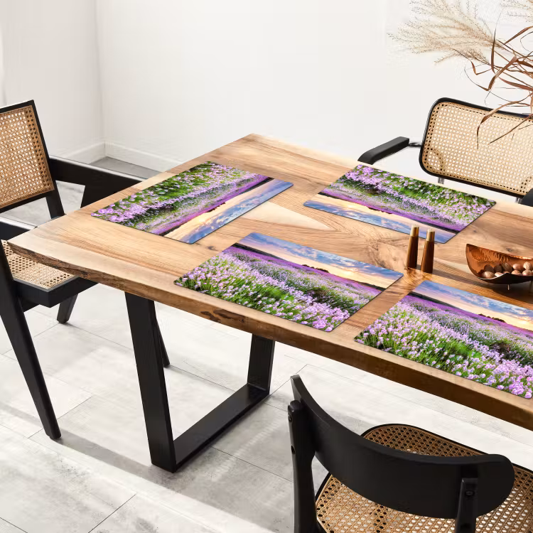 Placemat - 6 stuks - Lavendel - Bloemen - Zonsondergang - Paars - Weide — 2