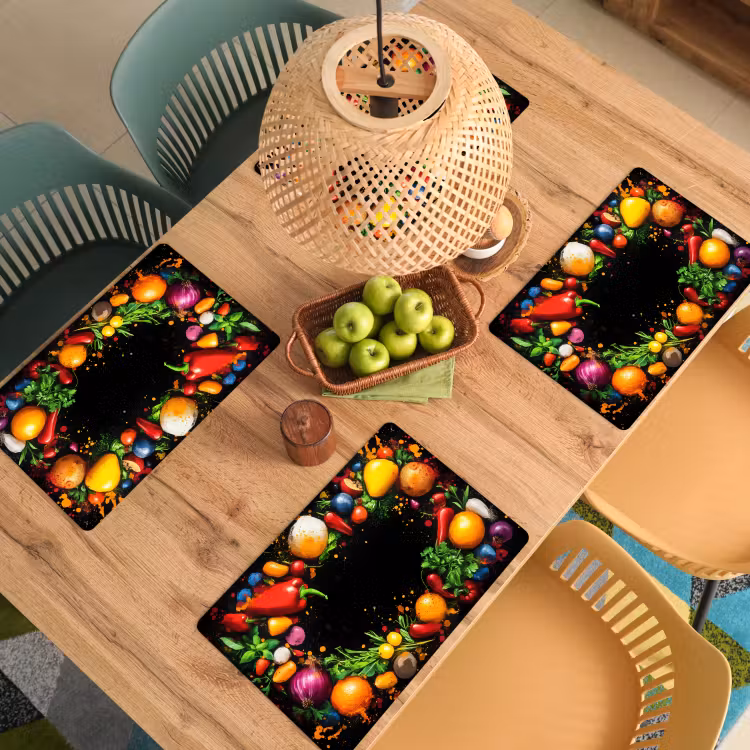 Placemat - 6 stuks - Groente - Graffiti - Kleurrijk - Koken - Abstract — 4