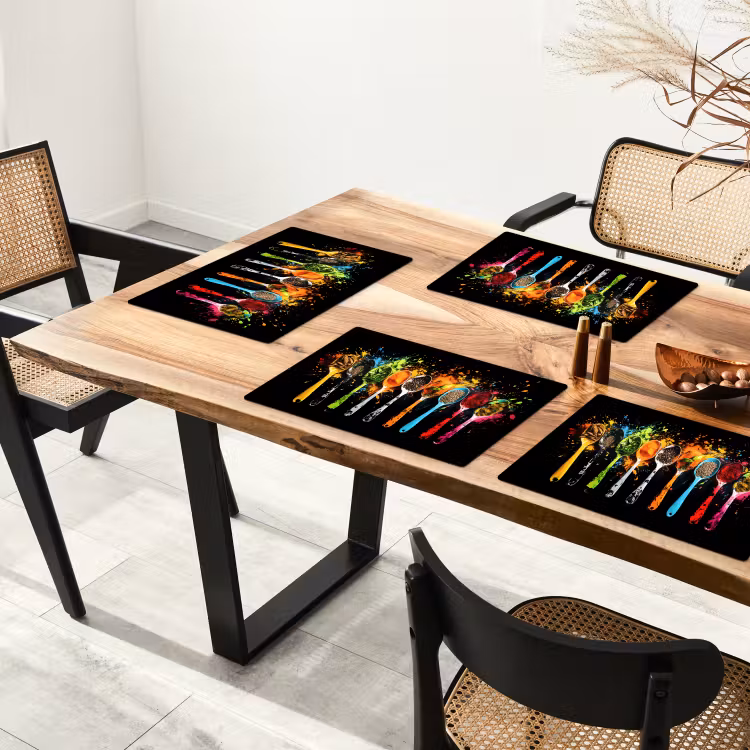 Placemat - 6 stuks - Lepels - Kruiden - Modern - Graffiti - Verf - Kleurrijk — 3