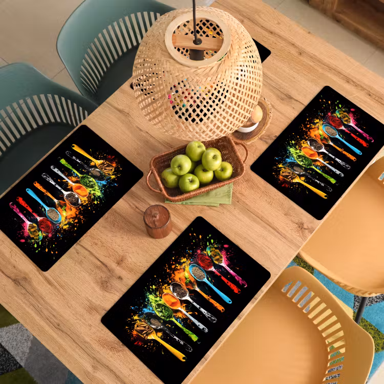 Placemat - 6 stuks - Lepels - Kruiden - Modern - Graffiti - Verf - Kleurrijk — 4
