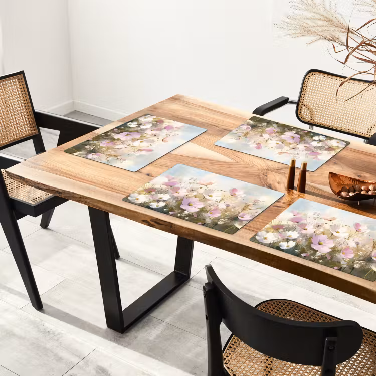 Placemat - 6 stuks - Bloemenveld - Lichte tinten - Geschilderd — 3