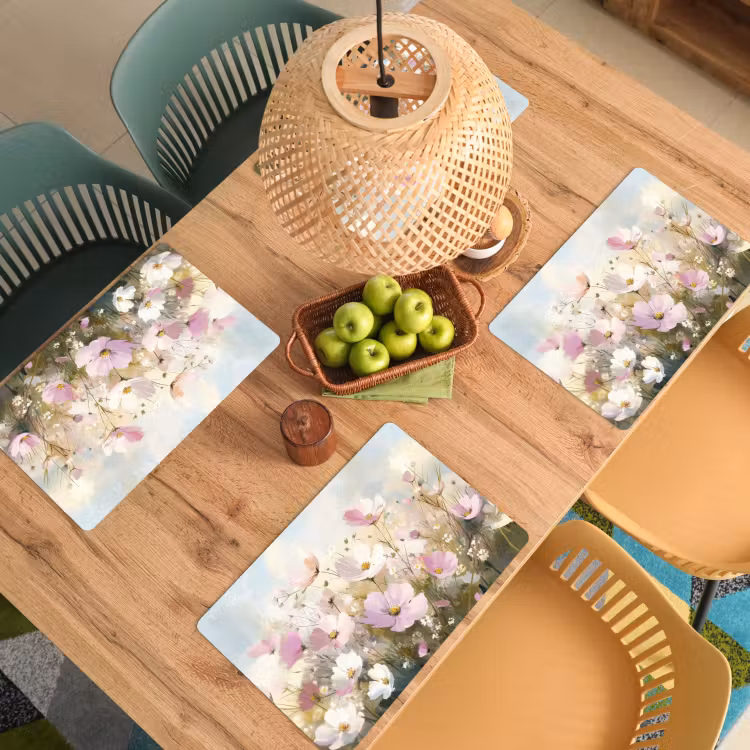 Placemat - 6 stuks - Bloemenveld - Lichte tinten - Geschilderd — 4
