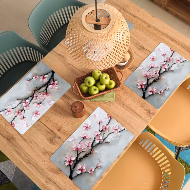 Placemat - 6 stuks - Bloesem - Kunstzinnig - Roze - Sakura — 4