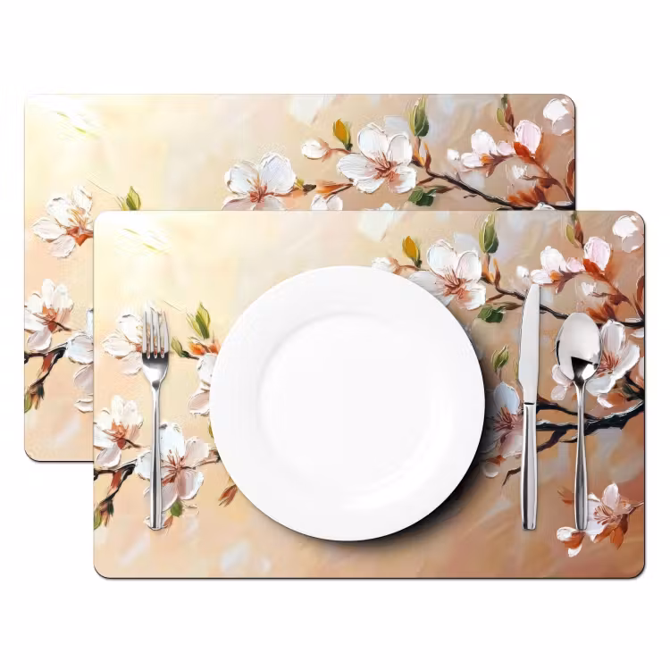 Placemat - 6 stuks - Bloesemtakken - Schilderachtig - Roze — 2