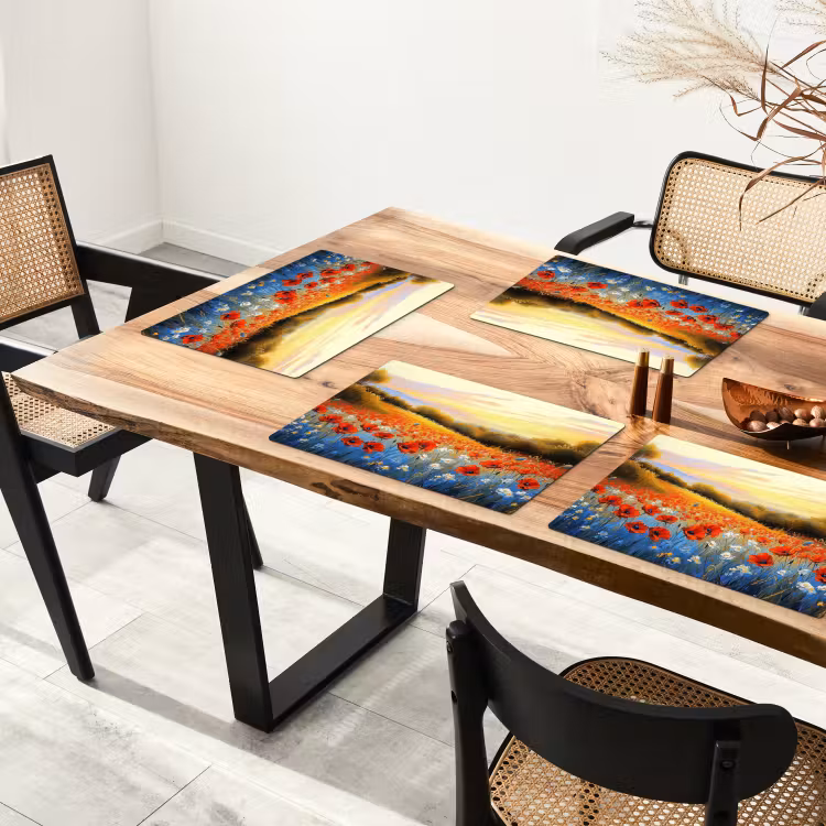 Placemat - 6 stuks - Klaproos - Bloemenveld - Kleurrijk — 3