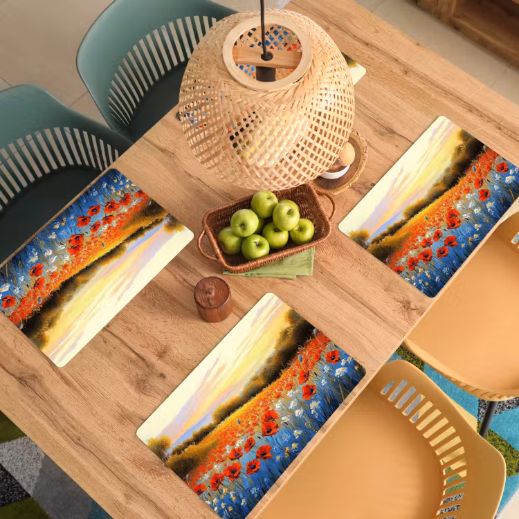 Placemat - 6 stuks - Klaproos - Bloemenveld - Kleurrijk — 4