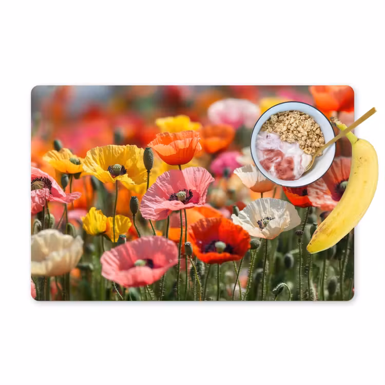 Placemat - 6 stuks - Bloemenveld - Klaprozen - Kleurrijk — 1
