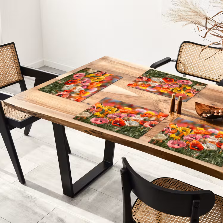 Placemat - 6 stuks - Bloemenveld - Klaprozen - Kleurrijk — 3