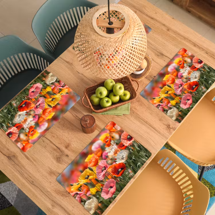 Placemat - 6 stuks - Bloemenveld - Klaprozen - Kleurrijk — 4