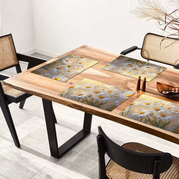 Placemat - 6 stuks - Madeliefjes - Wit - Zonlicht — 3