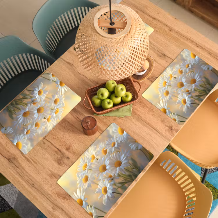 Placemat - 6 stuks - Madeliefjes - Wit - Zonlicht — 4