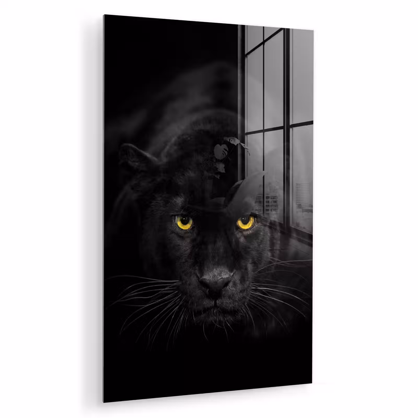 Glas schilderij - Panter - Dieren - Zwart - Ogen — 1