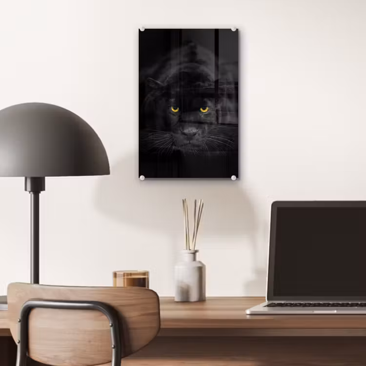 Glas schilderij - Panter - Dieren - Zwart - Ogen — 7