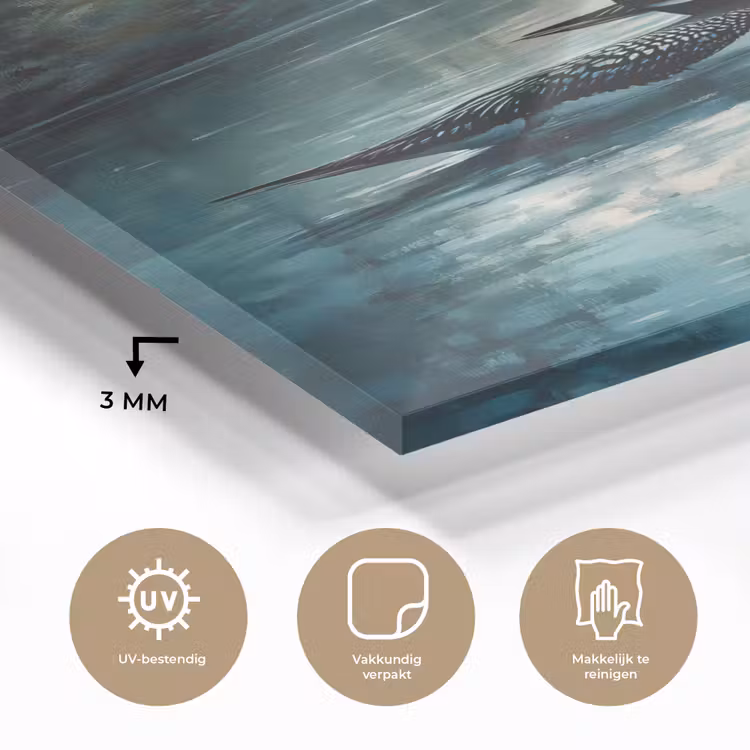 Glas schilderij - Bos - Water - Eenden - Mistig — 3