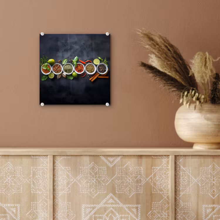 Glas schilderij - Kruiden - Specerijen - Betonlook - Stilleven — 6