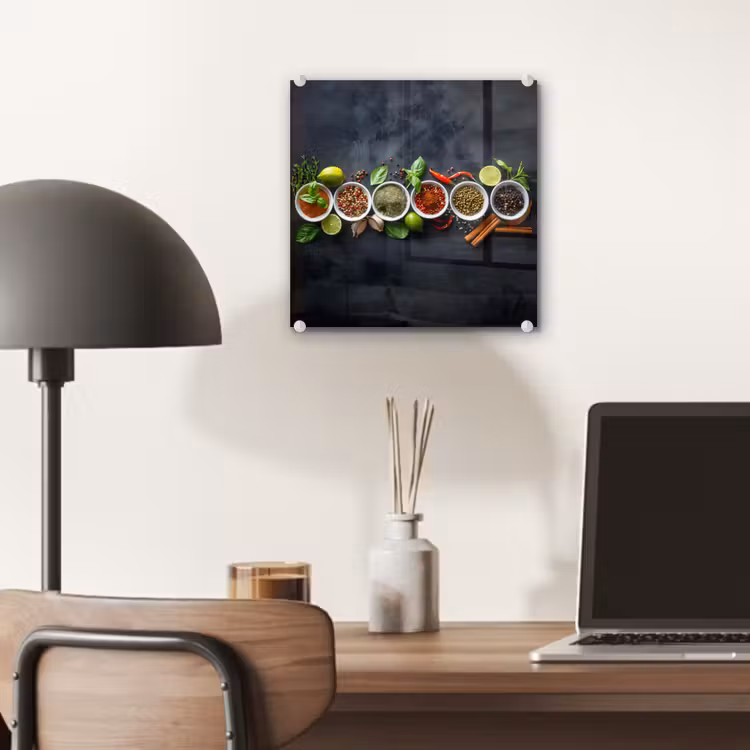 Glas schilderij - Kruiden - Specerijen - Betonlook - Stilleven — 7