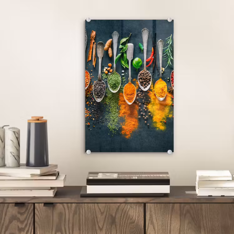 Glas schilderij - Kruiden - Specerijen - Lepels — 2