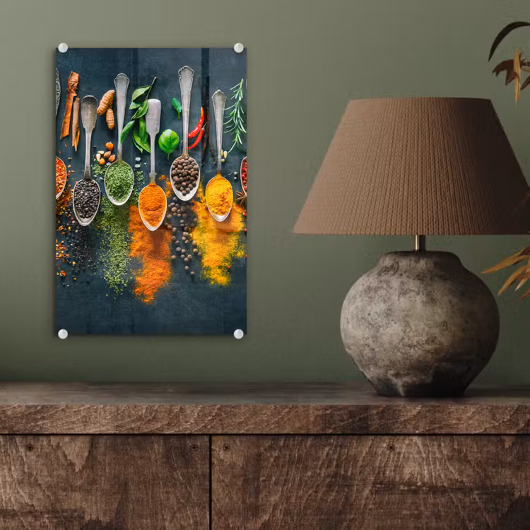Glas schilderij - Kruiden - Specerijen - Lepels — 4