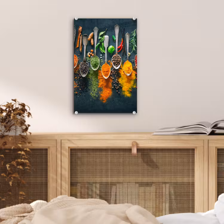 Glas schilderij - Kruiden - Specerijen - Lepels — 5