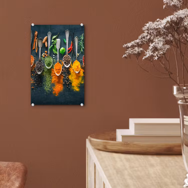 Glas schilderij - Kruiden - Specerijen - Lepels — 6